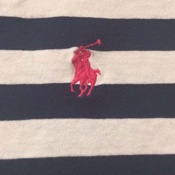 Ralph Lauren M Navy/White Striped Short Sleeve Top - Picture 3 of 7